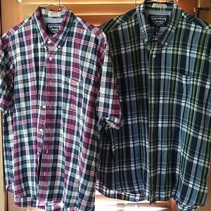 Two Men's Ivy Brand Madras plaid shirts xl